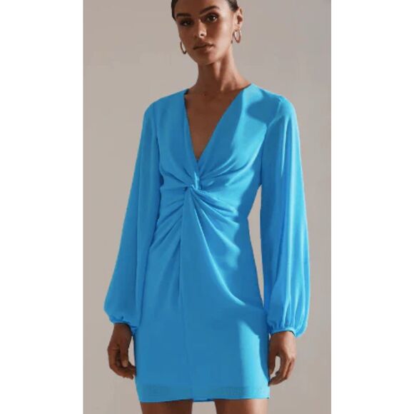 Krisa Twist Front Mini Dress in Malibu Small New - Picture 1 of 8
